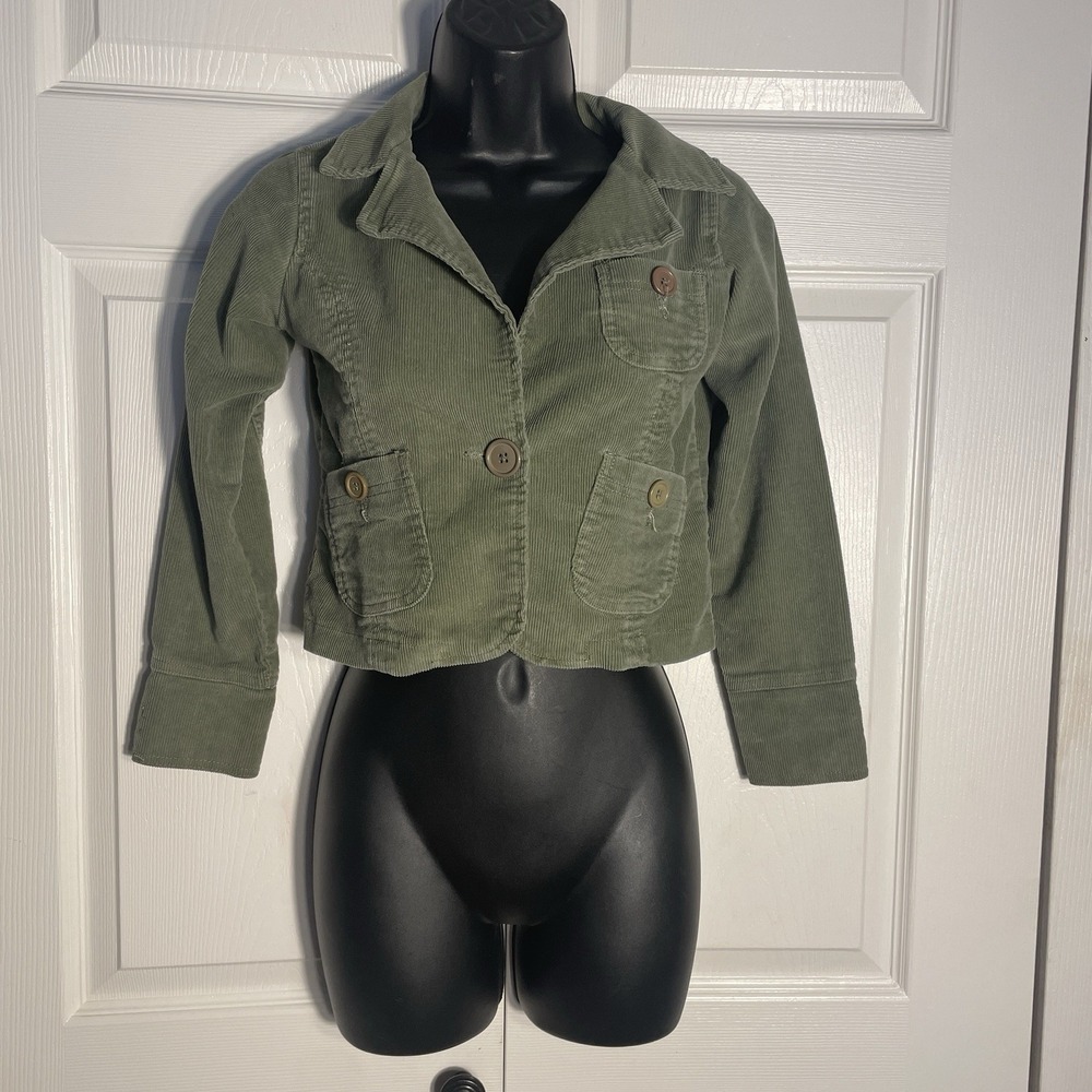 Vintage Z Cavaricci Corduroy Jacket Women S Green Cropped Y2K One Button Pockets